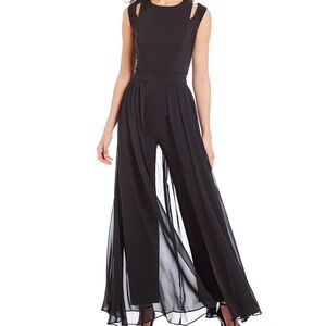 Ignite Evenings New York Sleeveless Black Jumpsuit/Pantsuit with Overskirt